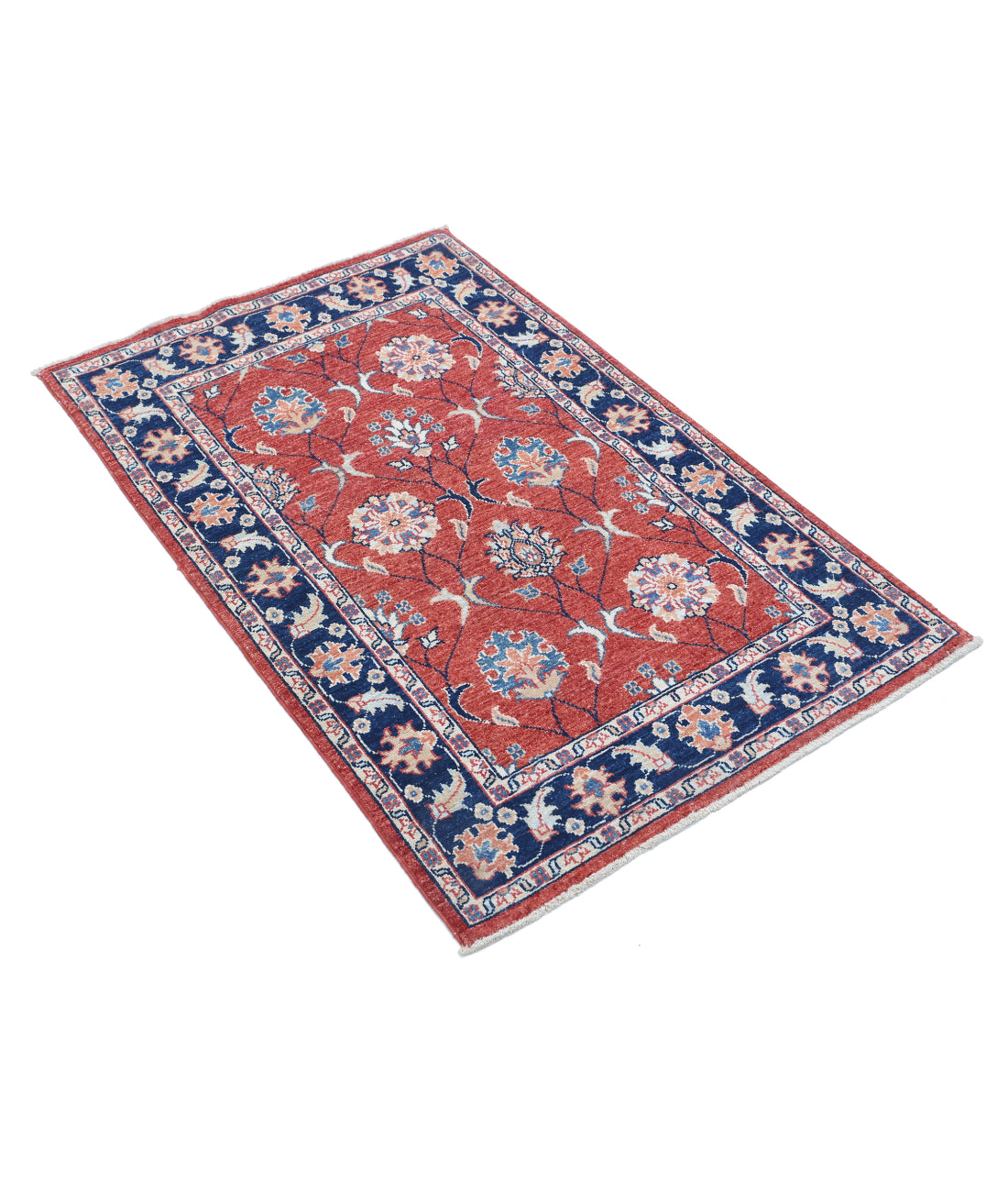 Hand Knotted Ziegler Farhan Wool Rug - 2'8'' x 4'3'' 2'8'' x 4'3'' (80 X 128) / Rust / Blue