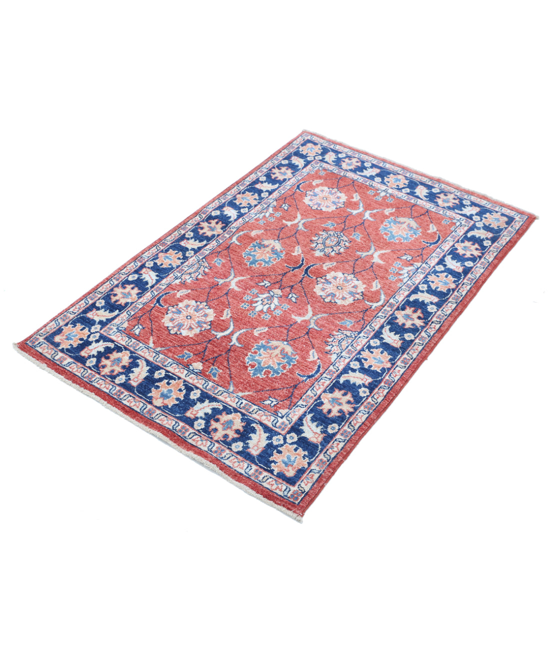 Hand Knotted Ziegler Farhan Wool Rug - 2'8'' x 4'3'' 2'8'' x 4'3'' (80 X 128) / Rust / Blue