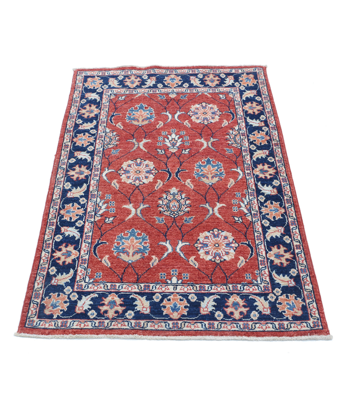 Hand Knotted Ziegler Farhan Wool Rug - 2'8'' x 4'3'' 2'8'' x 4'3'' (80 X 128) / Rust / Blue