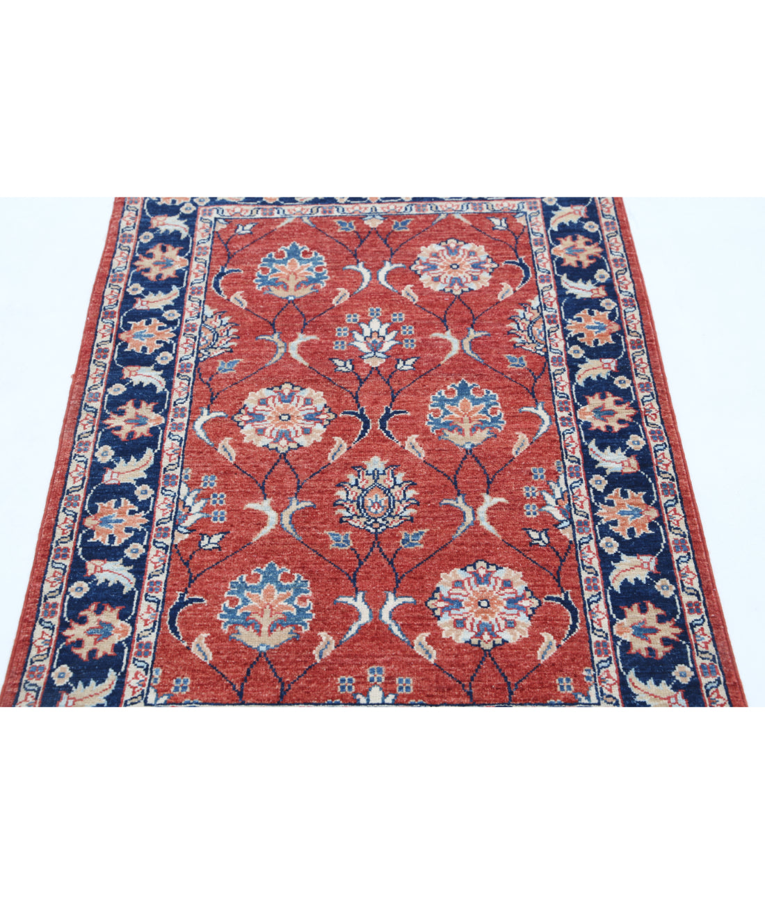 Hand Knotted Ziegler Farhan Wool Rug - 2'8'' x 4'3'' 2'8'' x 4'3'' (80 X 128) / Rust / Blue