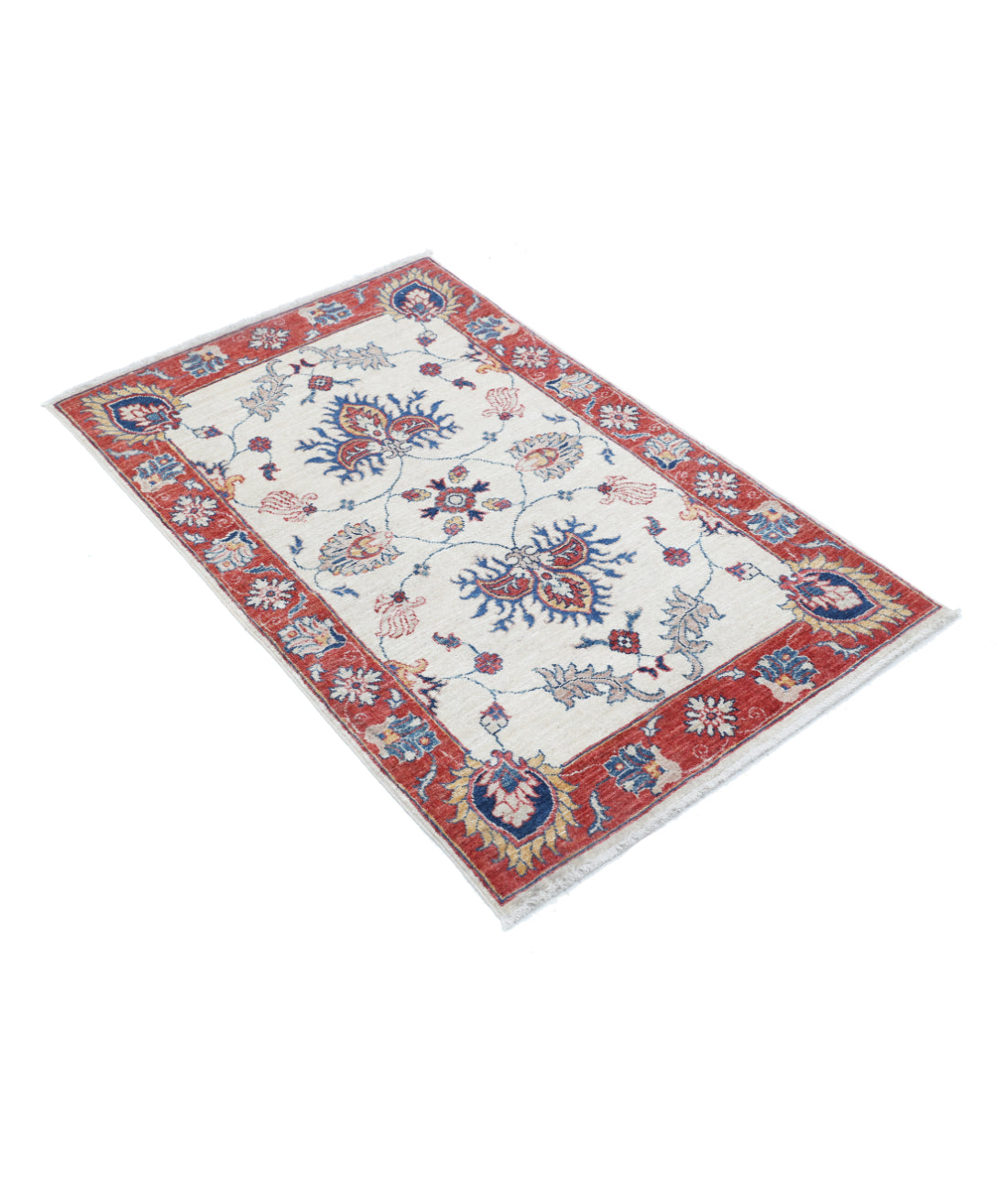Hand Knotted Ziegler Farhan Wool Rug - 2'7'' x 4'3'' 2'7'' x 4'3'' (78 X 128) / Ivory / Rust