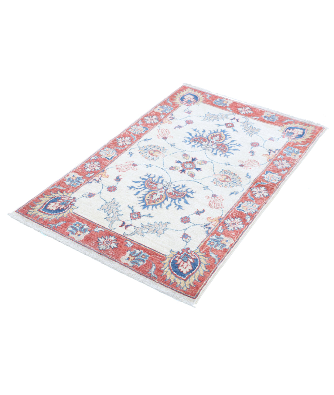 Hand Knotted Ziegler Farhan Wool Rug - 2'7'' x 4'3'' 2'7'' x 4'3'' (78 X 128) / Ivory / Rust