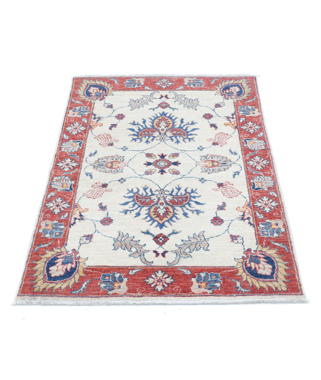 Hand Knotted Ziegler Farhan Wool Rug - 2'7'' x 4'3'' 2'7'' x 4'3'' (78 X 128) / Ivory / Rust