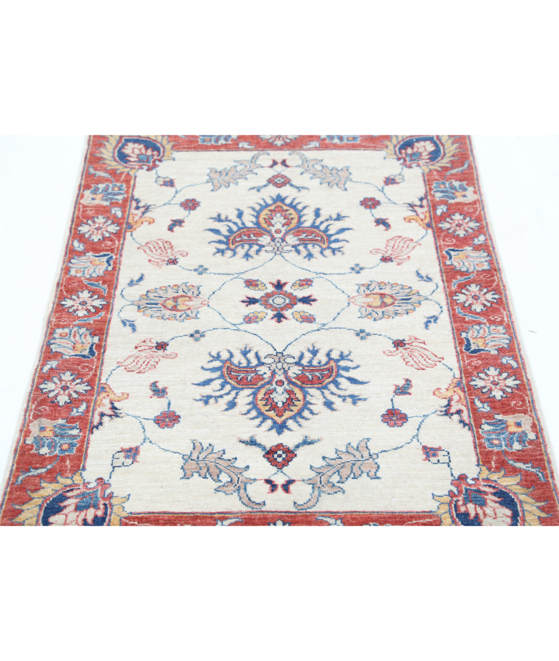 Hand Knotted Ziegler Farhan Wool Rug - 2'7'' x 4'3'' 2'7'' x 4'3'' (78 X 128) / Ivory / Rust