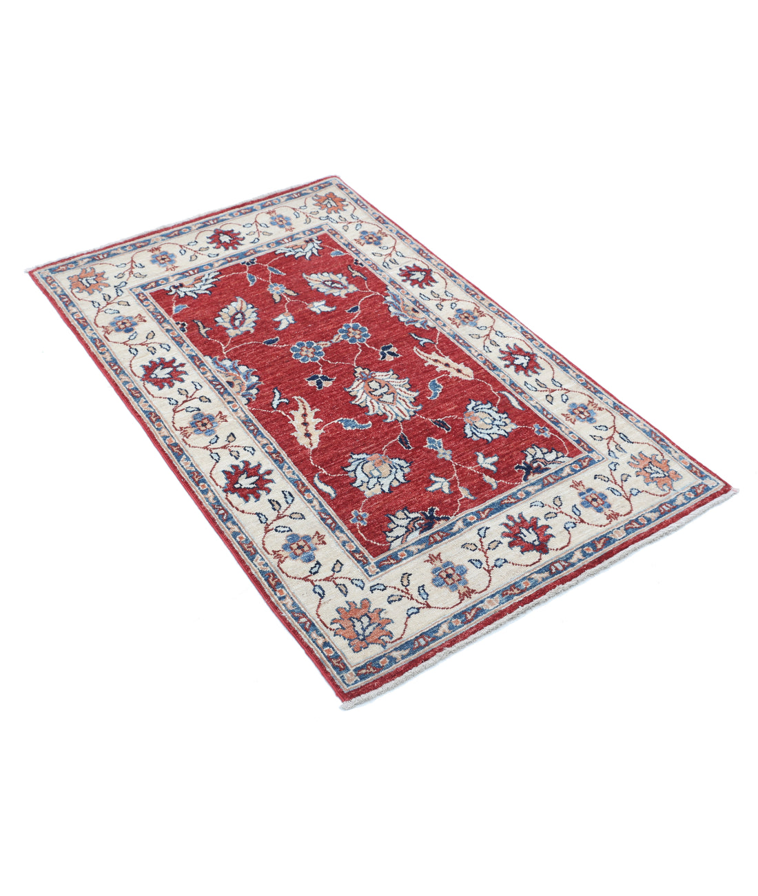Hand Knotted Ziegler Farhan Wool Rug - 2'7'' x 4'2'' 2'7'' x 4'2'' (78 X 125) / Red / Ivory