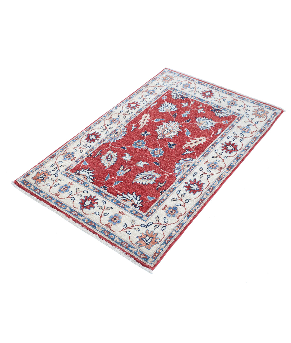 Hand Knotted Ziegler Farhan Wool Rug - 2'7'' x 4'2'' 2'7'' x 4'2'' (78 X 125) / Red / Ivory