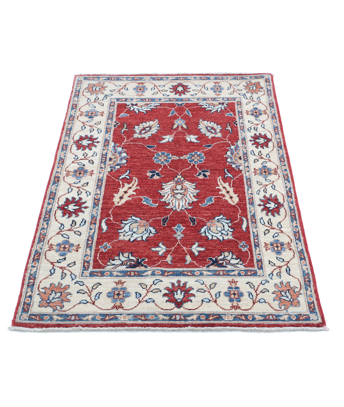 Hand Knotted Ziegler Farhan Wool Rug - 2'7'' x 4'2'' 2'7'' x 4'2'' (78 X 125) / Red / Ivory