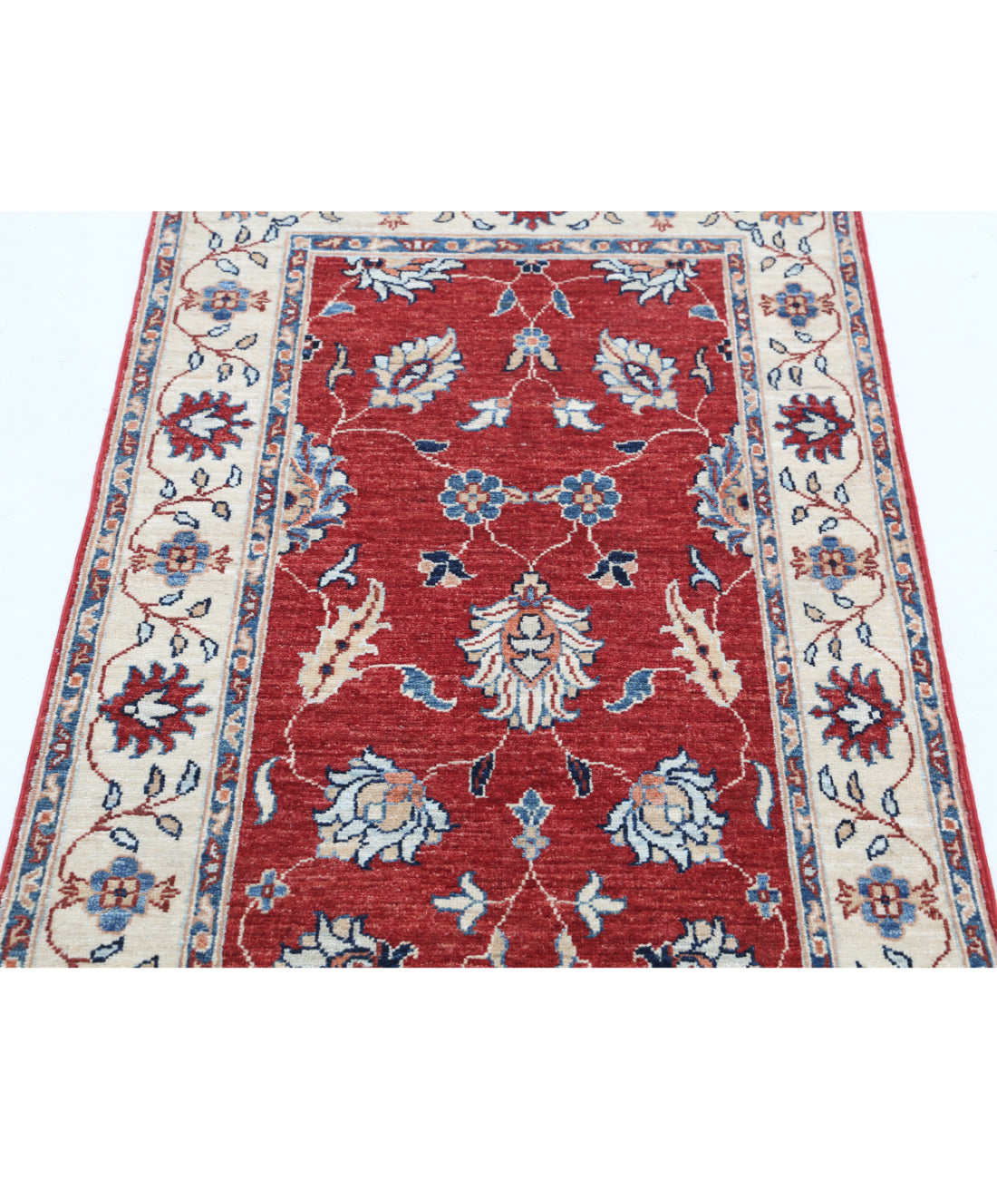 Hand Knotted Ziegler Farhan Wool Rug - 2'7'' x 4'2'' 2'7'' x 4'2'' (78 X 125) / Red / Ivory