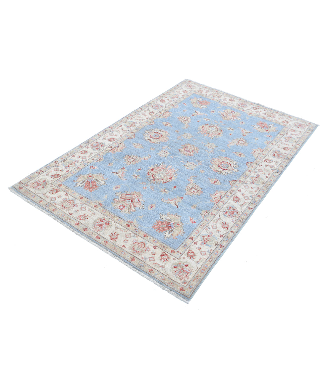 Hand Knotted Ziegler Farhan Wool Rug - 3'9'' x 5'11'' 3'9'' x 5'11'' (113 X 178) / Blue / Ivory