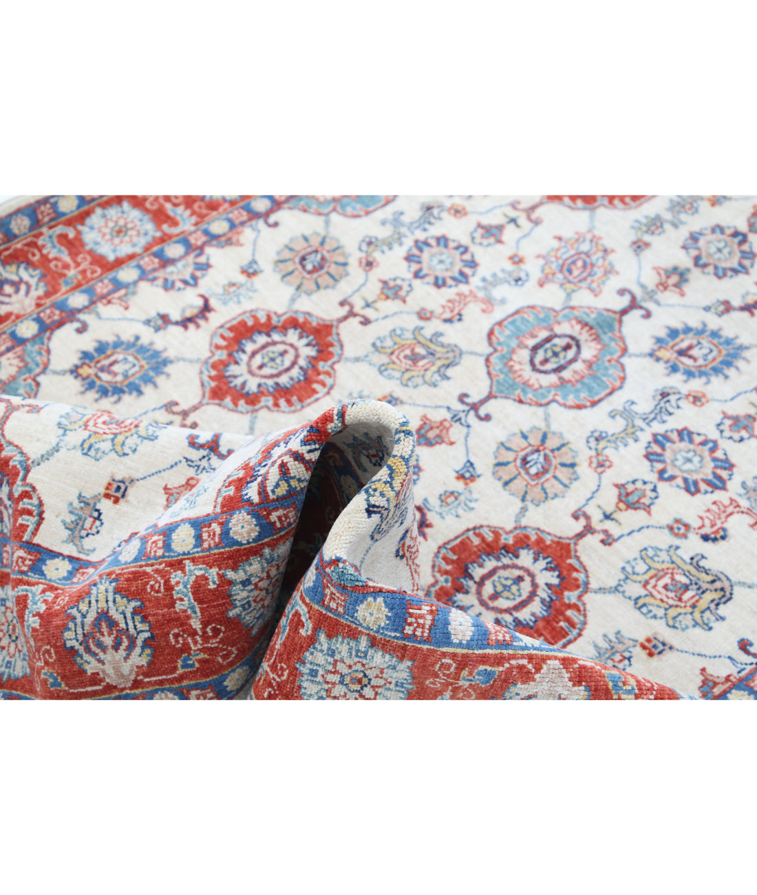 Hand Knotted Ziegler Farhan Wool Rug - 4'2'' x 5'9'' 4'2'' x 5'9'' (125 X 173) / Ivory / Red