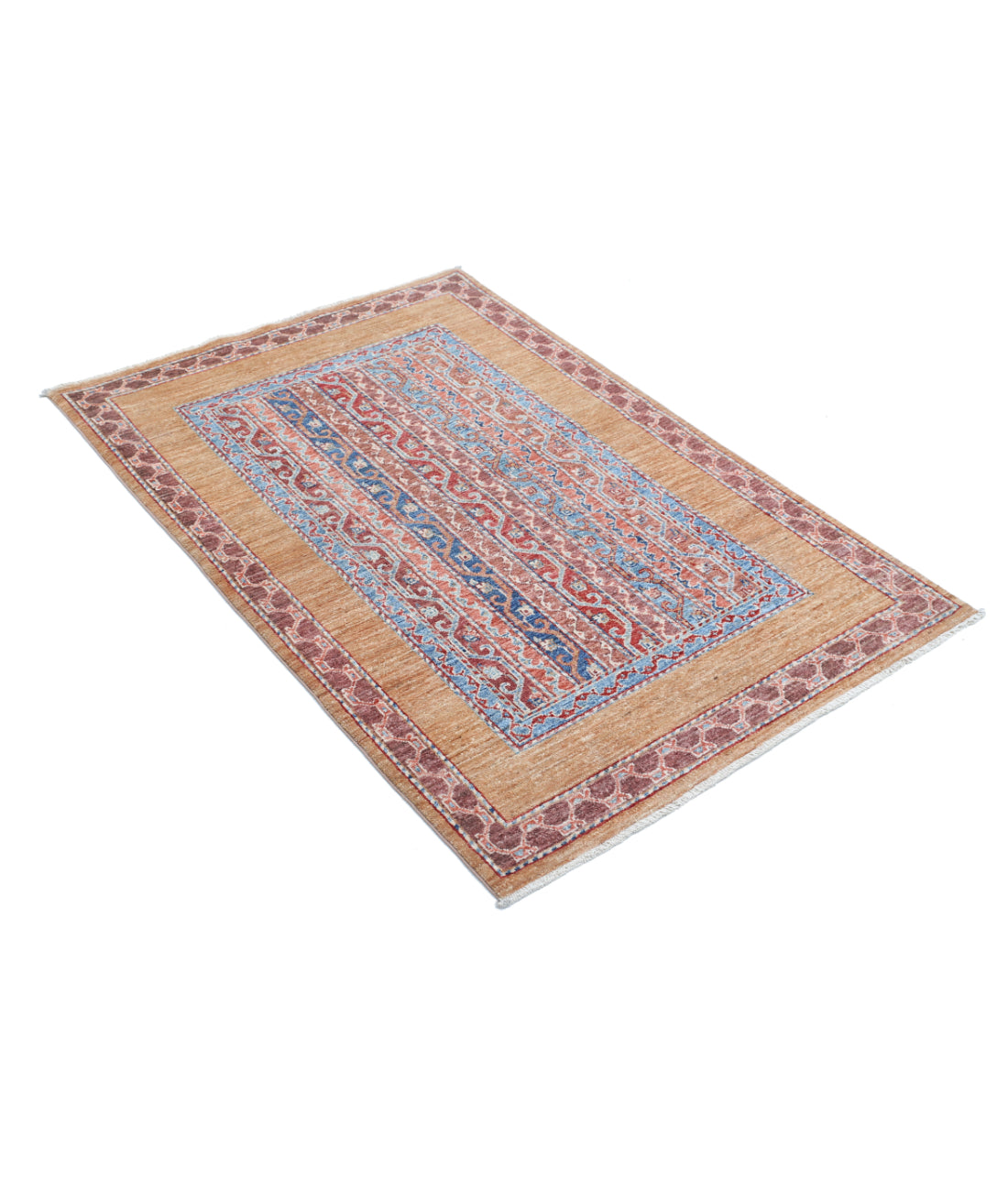 Hand Knotted Shaal Wool Rug - 3'3'' x 4'9'' 3'3'' x 4'9'' (98 X 143) / Gold / Multi