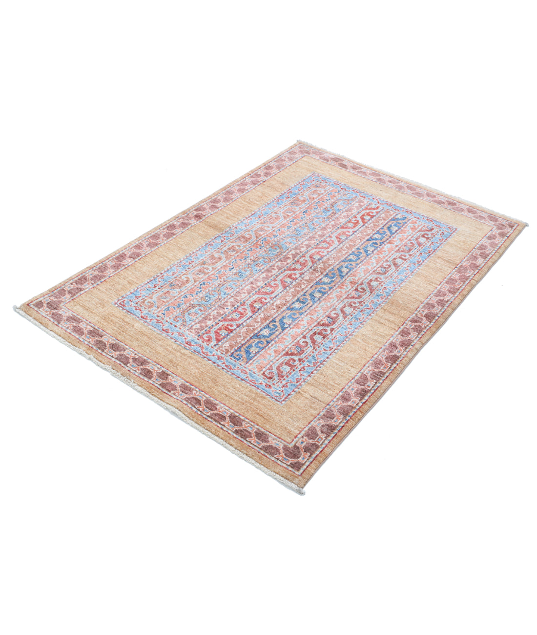 Hand Knotted Shaal Wool Rug - 3'3'' x 4'9'' 3'3'' x 4'9'' (98 X 143) / Gold / Multi