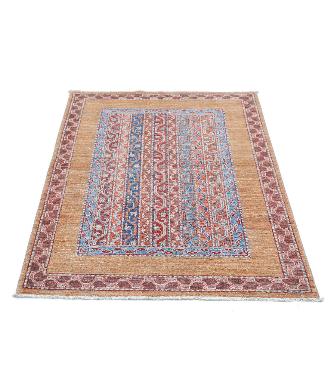 Hand Knotted Shaal Wool Rug - 3'3'' x 4'9'' 3'3'' x 4'9'' (98 X 143) / Gold / Multi