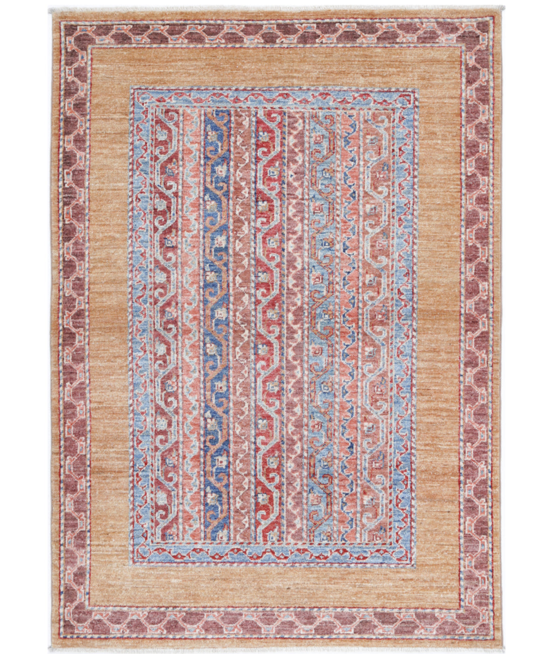 Hand Knotted Shaal Wool Rug - 3&#39;3&#39;&#39; x 4&#39;9&#39;&#39; 3&#39;3&#39;&#39; x 4&#39;9&#39;&#39; (98 X 143) / Gold / Multi