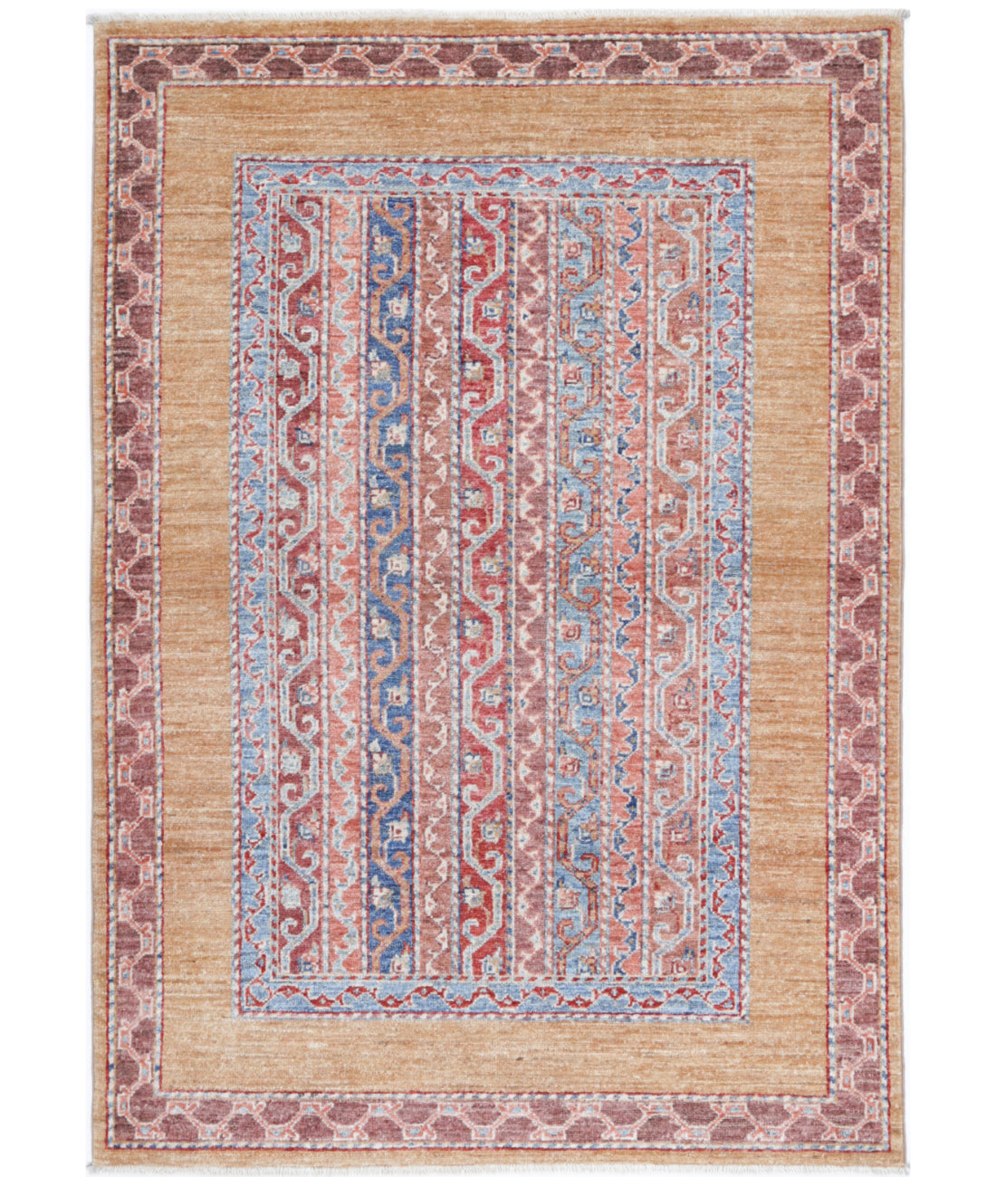 Hand Knotted Shaal Wool Rug - 3'3'' x 4'9''