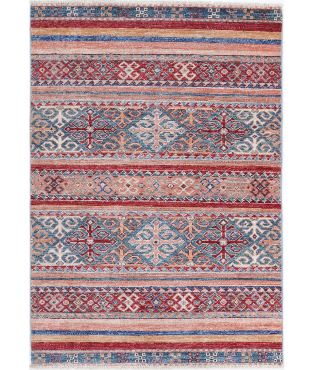 Alfombra de lana Khurjeen anudada a mano - 2'8'' x 3'10''