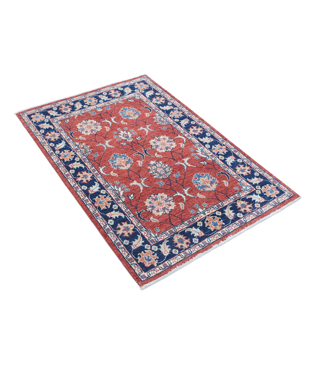 Hand Knotted Ziegler Farhan Wool Rug - 2'9'' x 4'2'' 2'9'' x 4'2'' (83 X 125) / Red / Blue