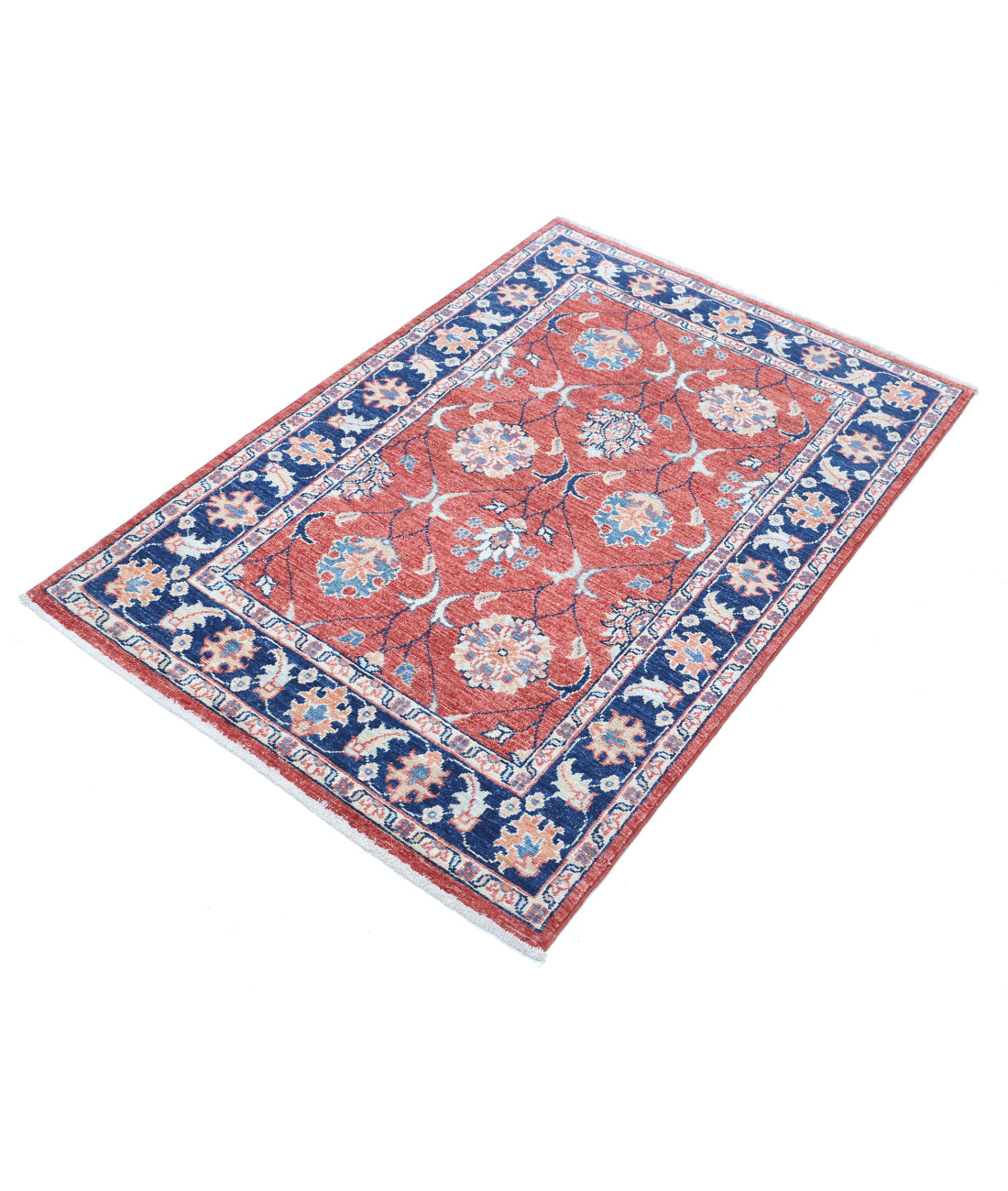 Hand Knotted Ziegler Farhan Wool Rug - 2'9'' x 4'2'' 2'9'' x 4'2'' (83 X 125) / Red / Blue