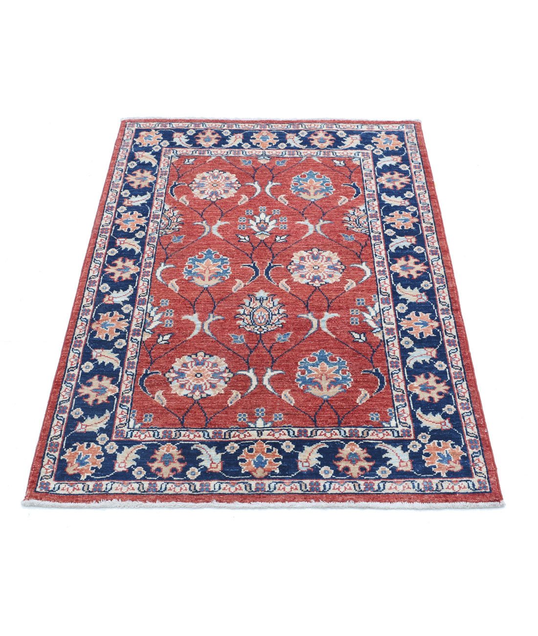 Hand Knotted Ziegler Farhan Wool Rug - 2'9'' x 4'2'' 2'9'' x 4'2'' (83 X 125) / Red / Blue