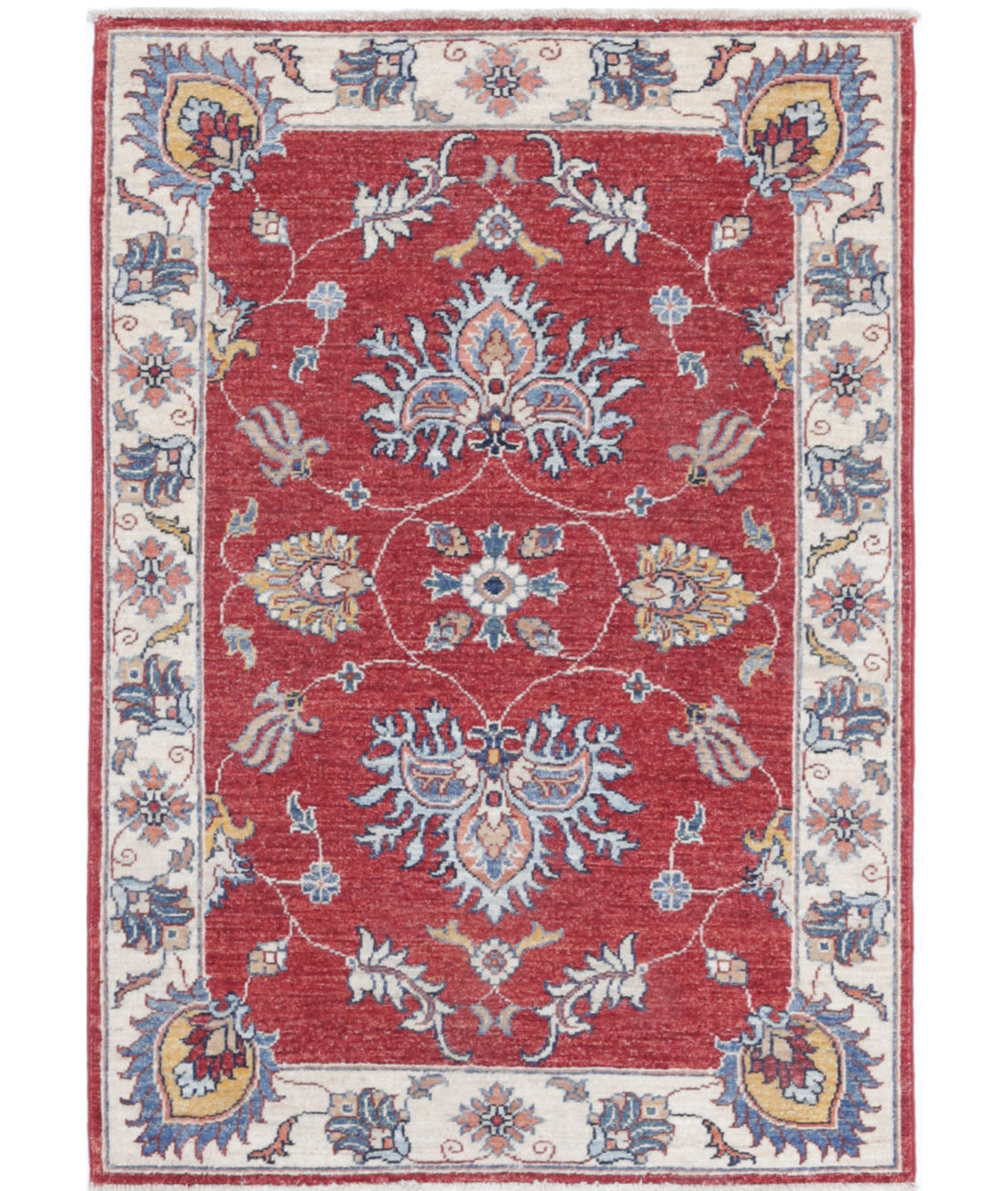 Hand Knotted Ziegler Farhan Wool Rug - 2'9'' x 4'0'' 2'9'' x 4'0'' (83 X 120) / Red / Ivory