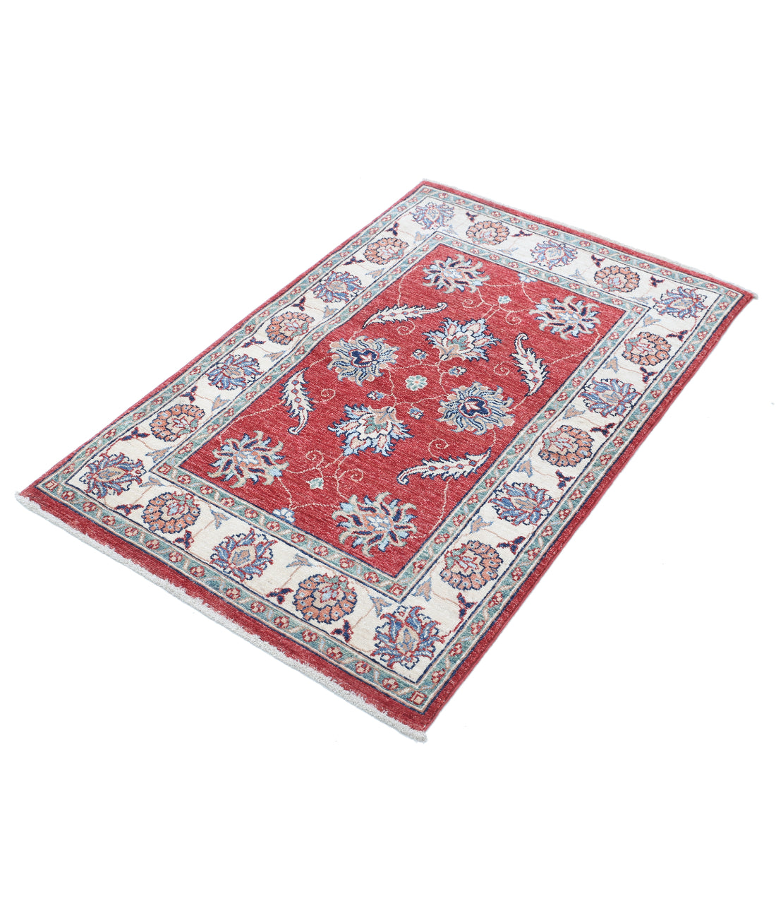 Hand Knotted Ziegler Farhan Wool Rug - 2'8'' x 4'1'' 2'8'' x 4'1'' (80 X 123) / Red / Ivory