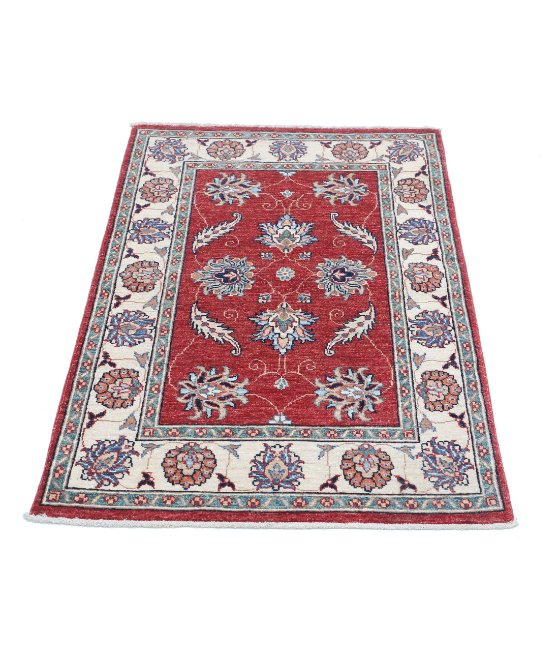 Hand Knotted Ziegler Farhan Wool Rug - 2'8'' x 4'1'' 2'8'' x 4'1'' (80 X 123) / Red / Ivory