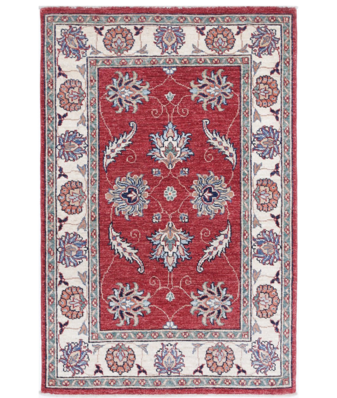 Hand Knotted Ziegler Farhan Wool Rug - 2'8'' x 4'1'' 2'8'' x 4'1'' (80 X 123) / Red / Ivory