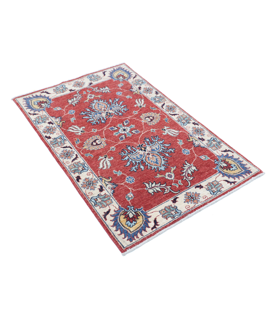 Hand Knotted Ziegler Farhan Wool Rug - 2'9'' x 4'1'' 2'9'' x 4'1'' (83 X 123) / Red / Ivory