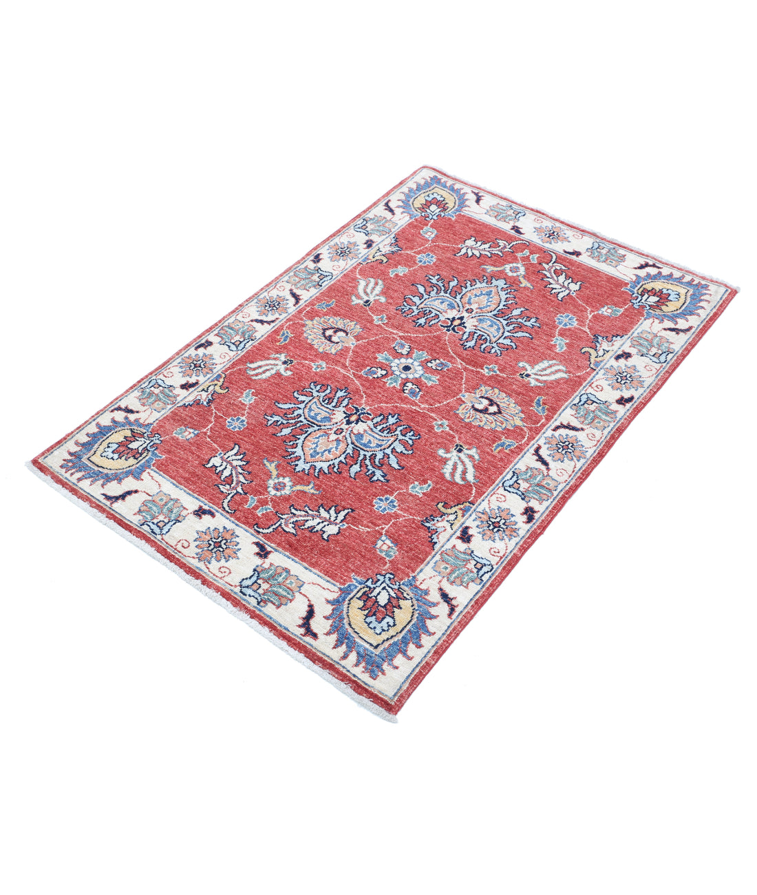 Hand Knotted Ziegler Farhan Wool Rug - 2'9'' x 4'1'' 2'9'' x 4'1'' (83 X 123) / Red / Ivory