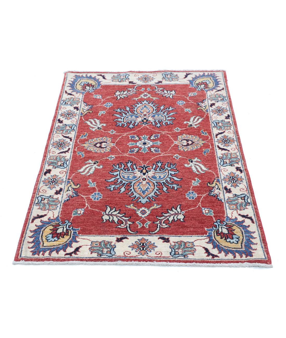 Hand Knotted Ziegler Farhan Wool Rug - 2'9'' x 4'1'' 2'9'' x 4'1'' (83 X 123) / Red / Ivory
