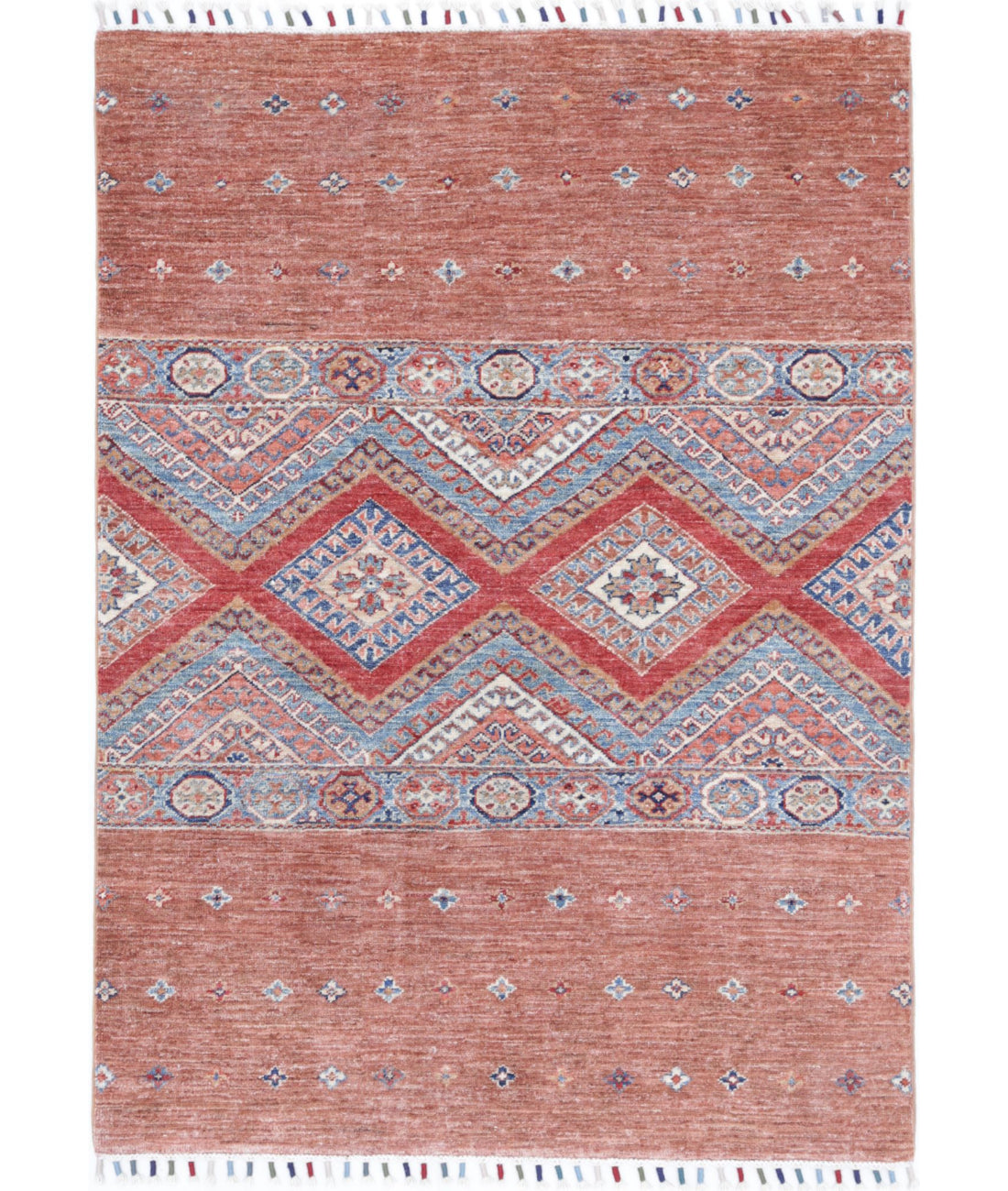 Hand Knotted Khurjeen Wool Rug - 3'3'' x 4'7''