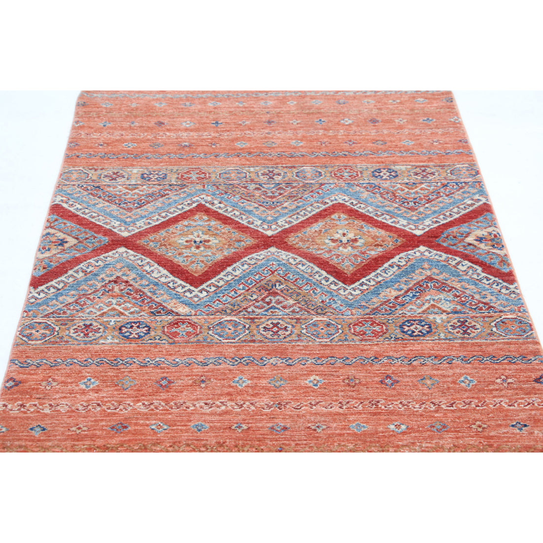 Alfombra de lana Khurjeen anudada a mano - 3'3'' x 4'11''
