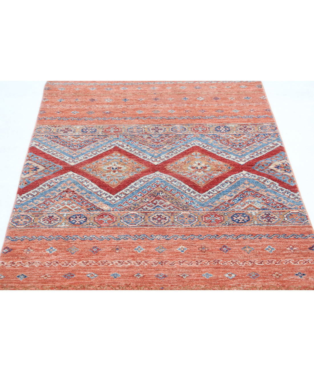Alfombra de lana Khurjeen anudada a mano - 3'3'' x 4'11''