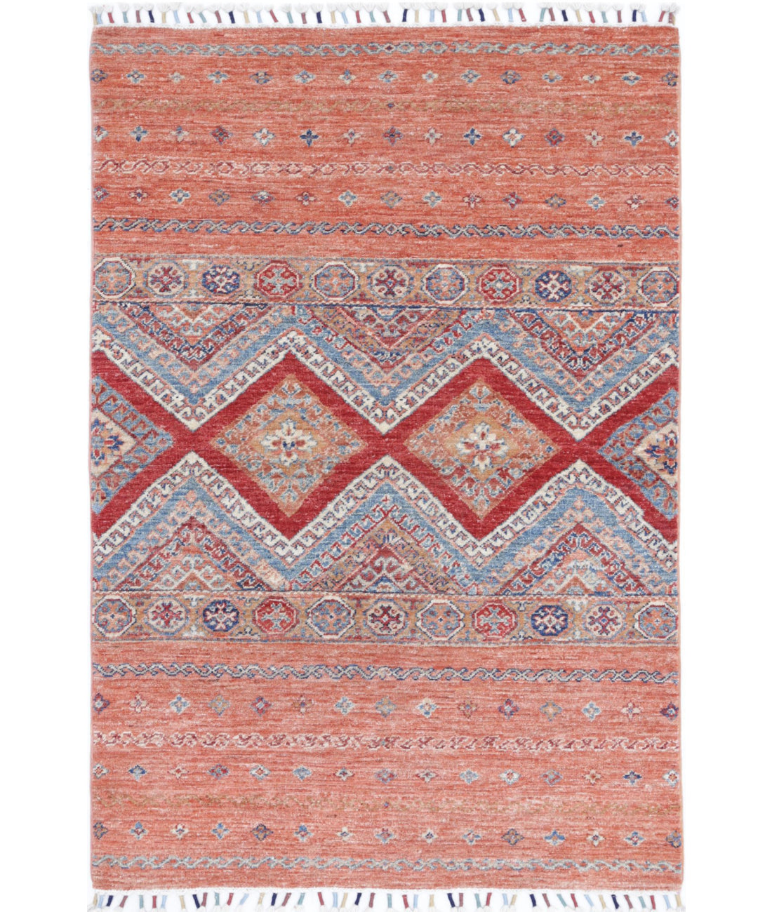 Hand Knotted Khurjeen Wool Rug - 3'3'' x 4'11''