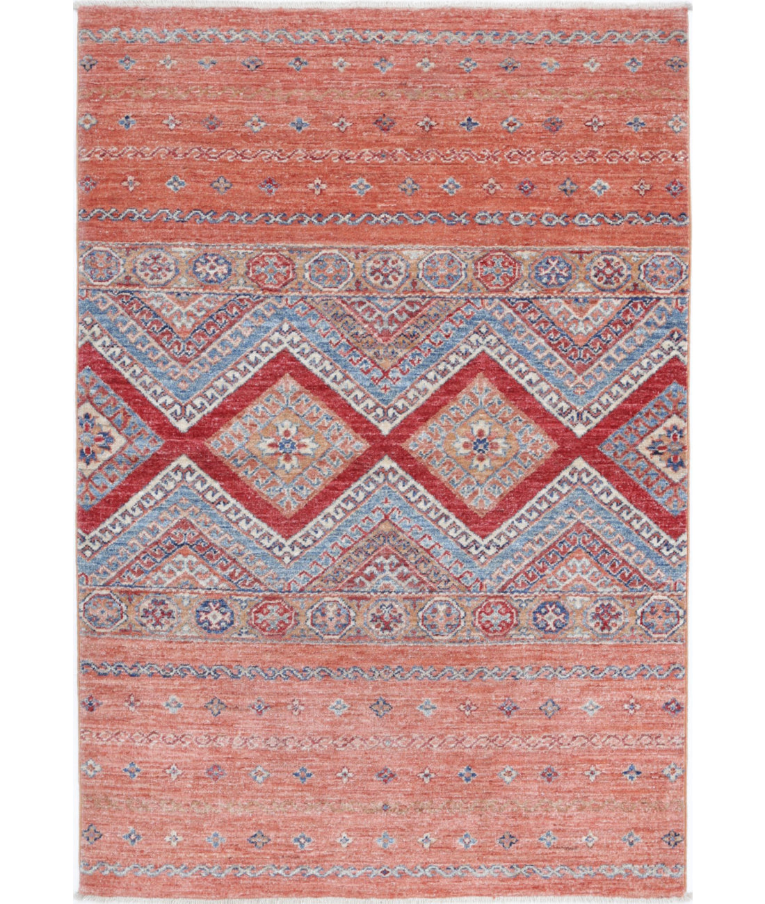 Hand Knotted Khurjeen Wool Rug - 3'3'' x 4'9''