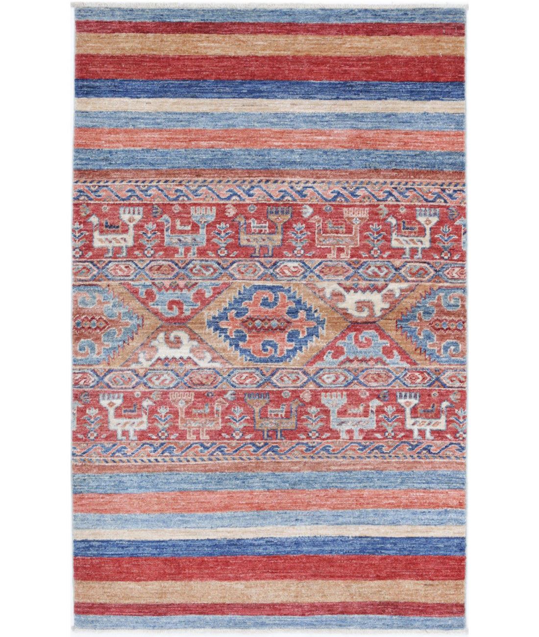 Hand Knotted Khurjeen Wool Rug - 2'11'' x 4'10'' 2'11'' x 4'10'' (88 X 145) / Multi / Multi