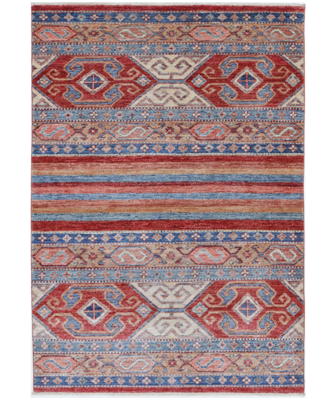 Hand Knotted Khurjeen Wool Rug - 3'2'' x 4'9''