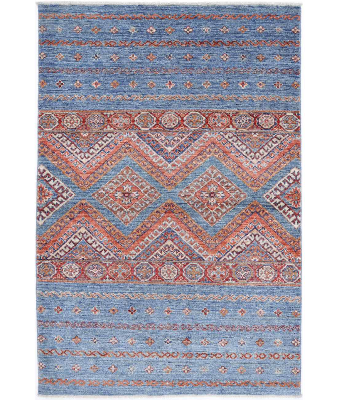 Hand Knotted Khurjeen Wool Rug - 3'2'' x 4'10''