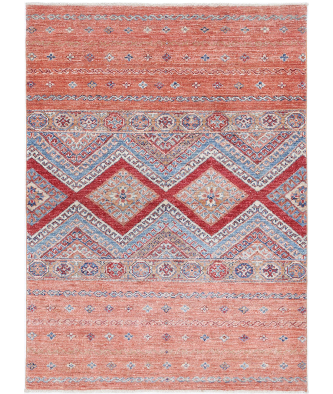 Hand Knotted Khurjeen Wool Rug - 3&#39;4&#39;&#39; x 4&#39;9&#39;&#39; 3&#39;4&#39;&#39; x 4&#39;9&#39;&#39; (100 X 143) / Multi / Multi