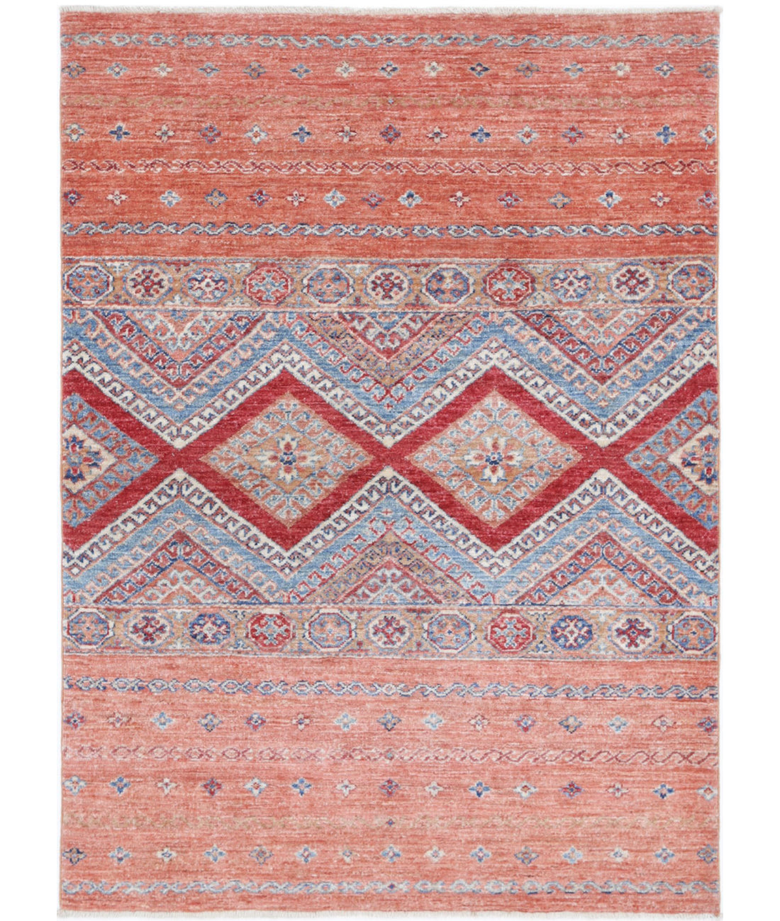 Hand Knotted Khurjeen Wool Rug - 3'4'' x 4'9''