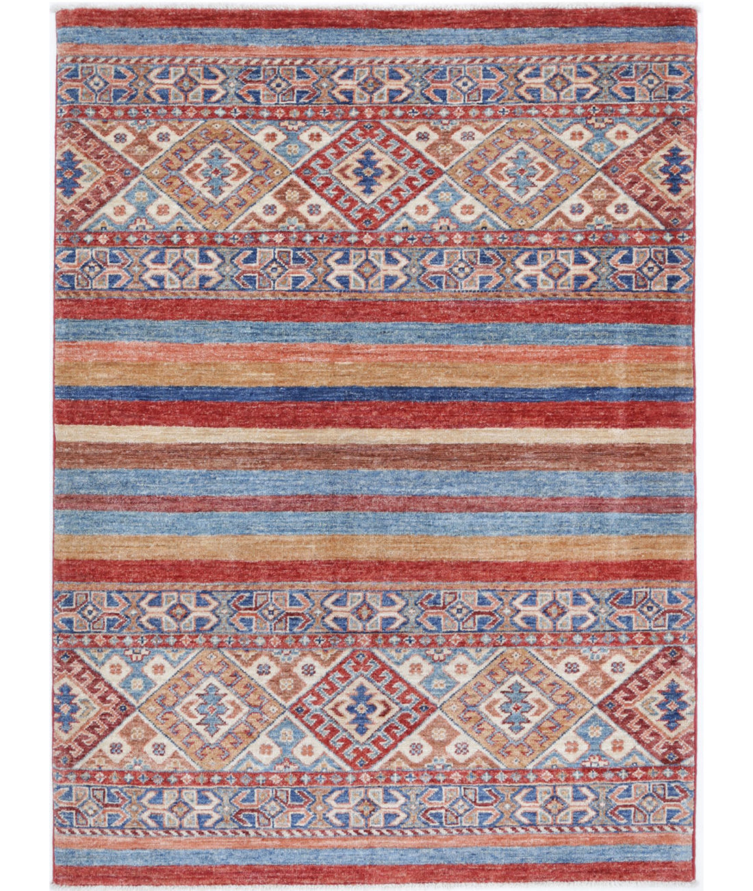 Hand Knotted Khurjeen Wool Rug - 3'4'' x 4'9''