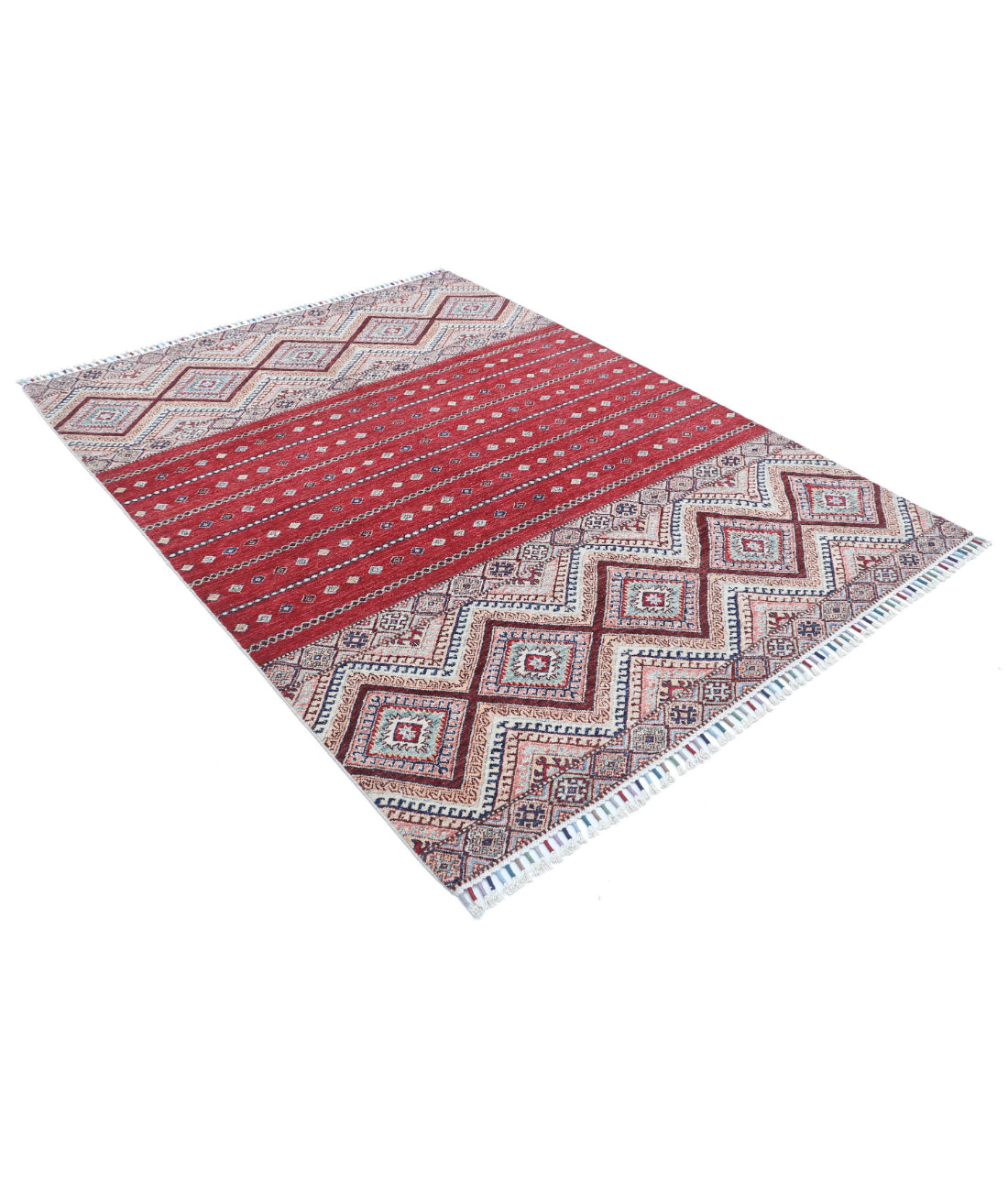 Hand Knotted Khurjeen Wool Rug - 5'6'' x 7'2'' 5'6'' x 7'2'' (165 X 215) / Multi / Multi