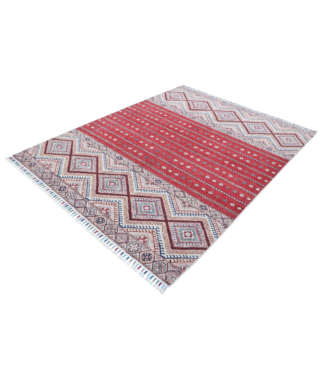 Hand Knotted Khurjeen Wool Rug - 5'6'' x 7'2'' 5'6'' x 7'2'' (165 X 215) / Multi / Multi