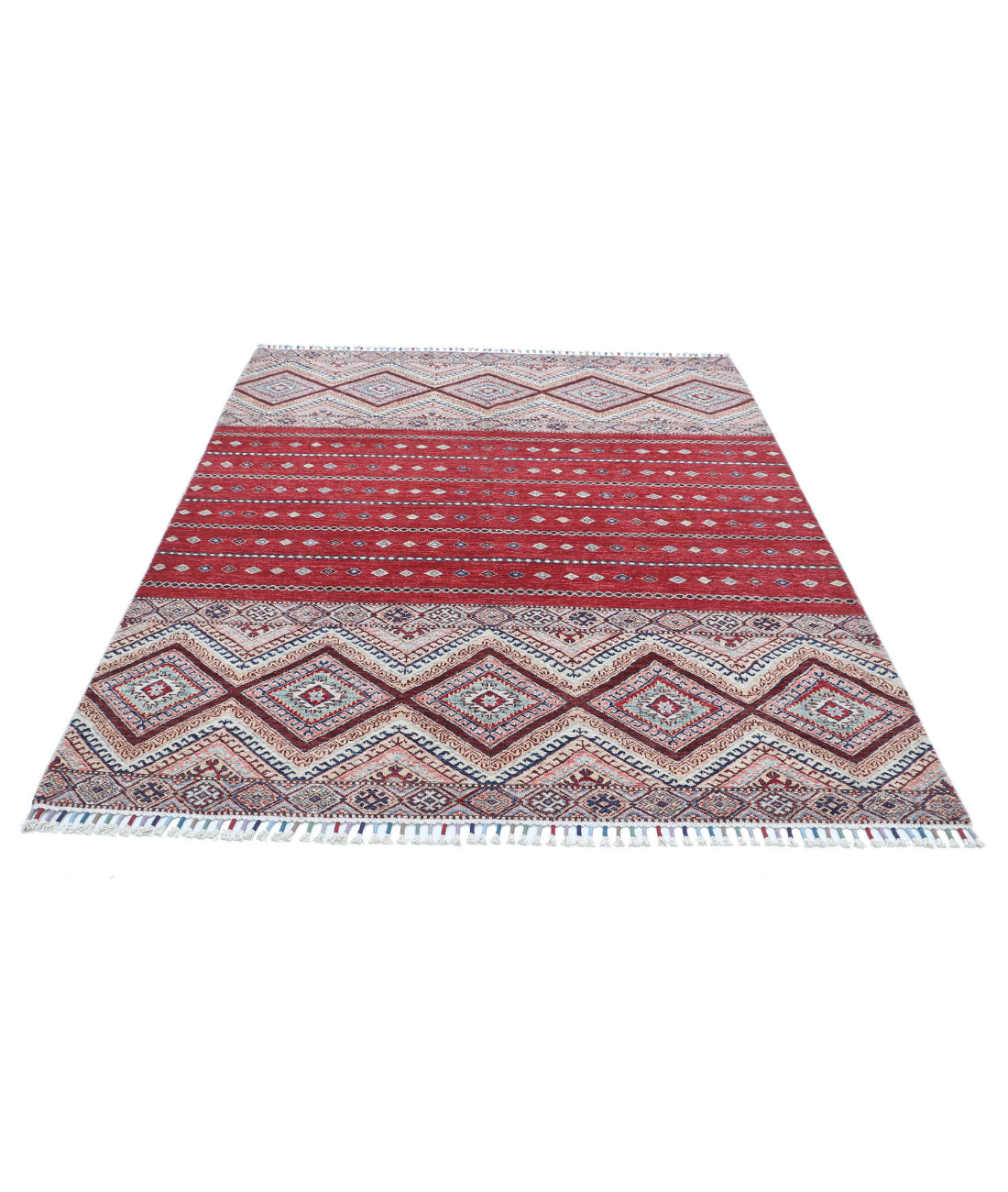 Hand Knotted Khurjeen Wool Rug - 5'6'' x 7'2'' 5'6'' x 7'2'' (165 X 215) / Multi / Multi