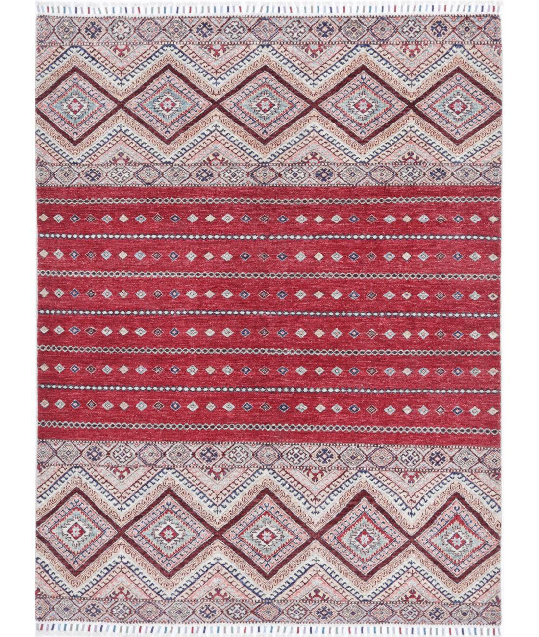 Hand Knotted Khurjeen Wool Rug - 5'6'' x 7'2'' 5'6'' x 7'2'' (165 X 215) / Multi / Multi