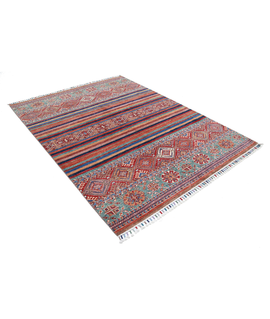 Hand Knotted Khurjeen Wool Rug - 5'9'' x 7'10'' 5'9'' x 7'10'' (173 X 235) / Multi / Multi