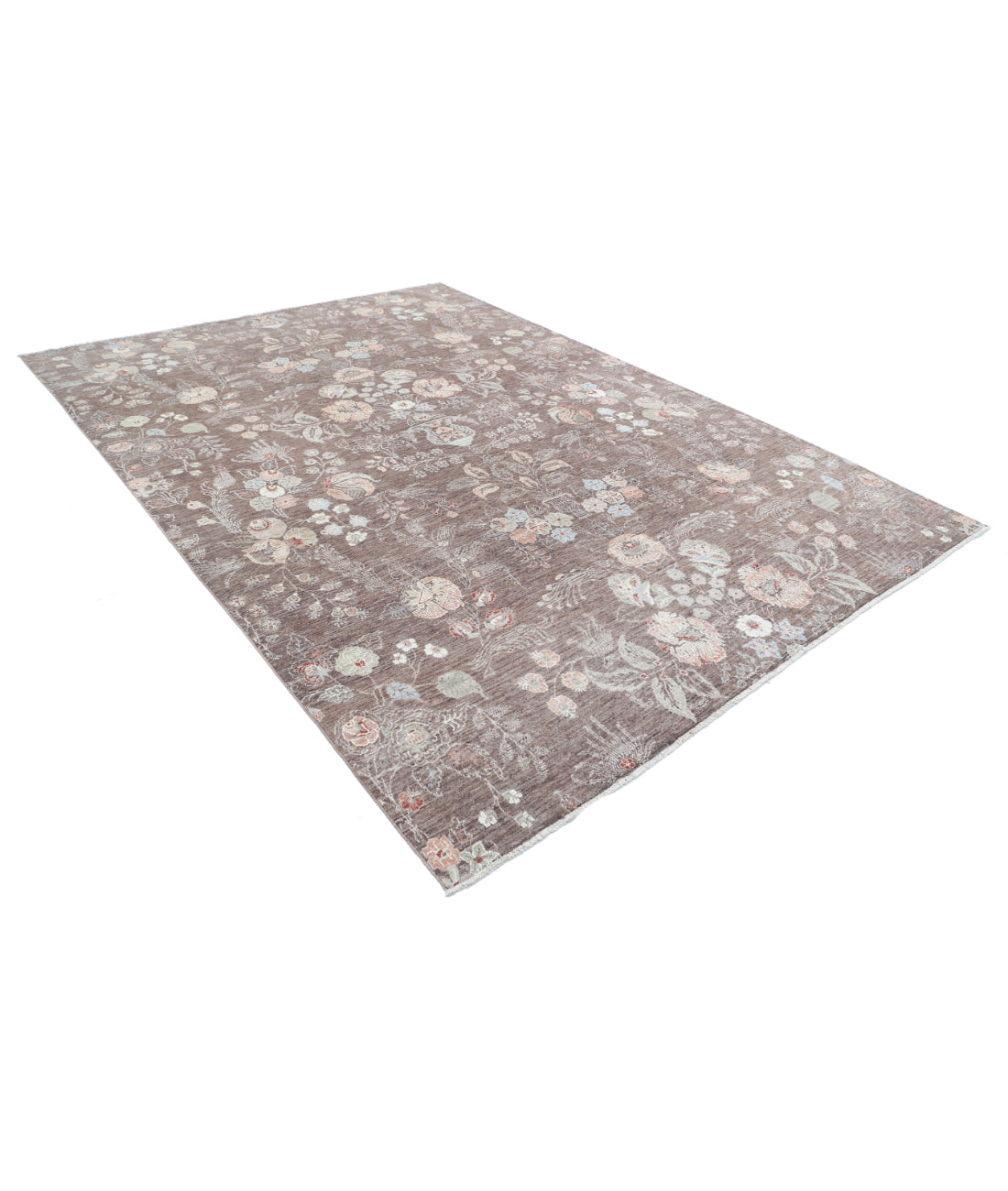 Hand Knotted Artemix Wool Rug - 7'9'' x 10'11'' 7'9'' x 10'11'' (233 X 328) / Brown / Ivory