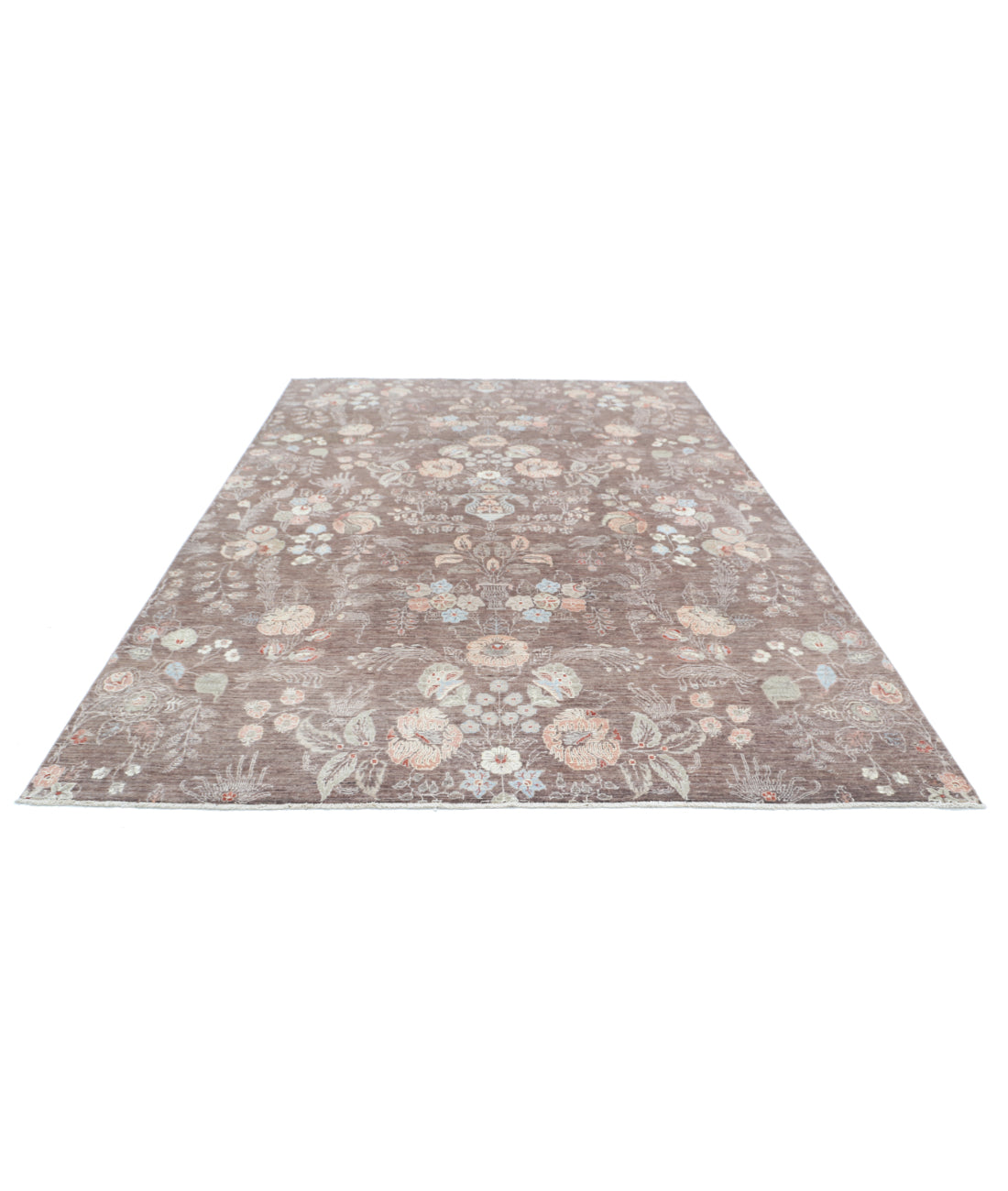 Hand Knotted Artemix Wool Rug - 7'9'' x 10'11'' 7'9'' x 10'11'' (233 X 328) / Brown / Ivory