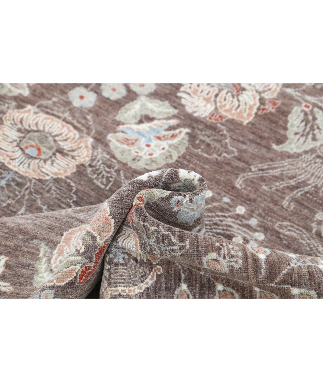 Hand Knotted Artemix Wool Rug - 7'9'' x 10'11'' 7'9'' x 10'11'' (233 X 328) / Brown / Ivory