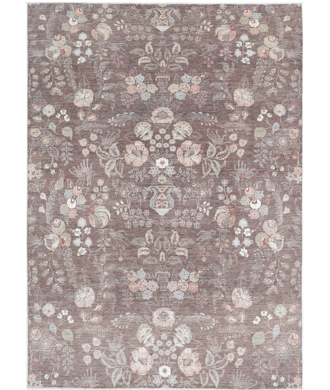 Hand Knotted Artemix Wool Rug - 7'9'' x 10'11'' 7'9'' x 10'11'' (233 X 328) / Brown / Ivory